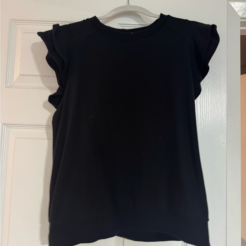 Black Ruffle Sleeve Top